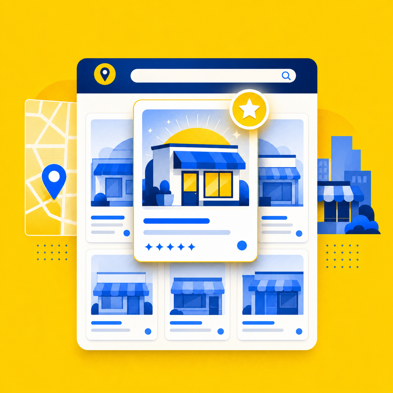 Vector graphic of a featured business in a local directory